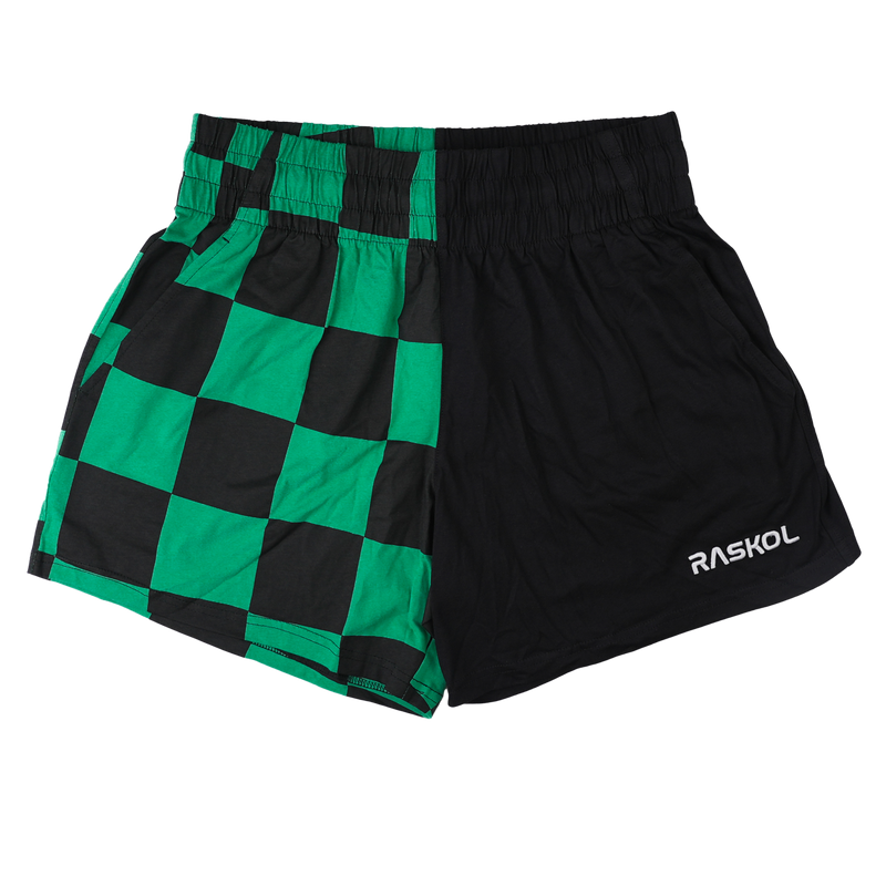 SPLIT GREEN CHECKERED DUMPYS SHORTS (5" Inseam)